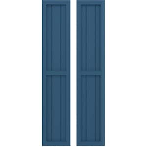 10-1/2 in. W x 84 in. H Americraft 3-Board Real Wood 2 Equal Panel Framed Board and Batten Shutters in Sojourn Blue