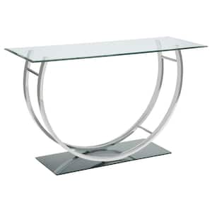 48 in. Chrome Rectangle Glass Sofa Table with U-Shaped Base