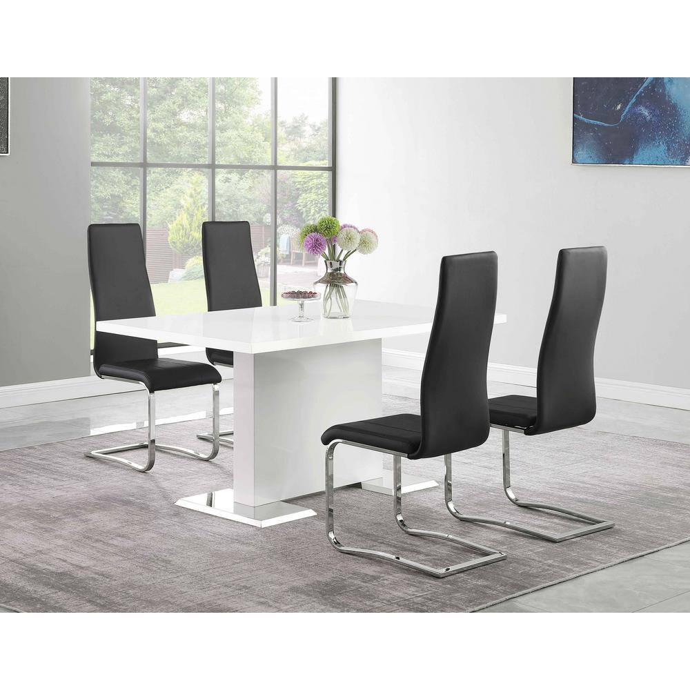 Contemporary Rectangular Extendable Dining Table with Chrome Finish