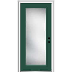 32 in. x 80 in. Micro Granite Left-Hand Inswing Full Lite Decorative Painted Fiberglass Smooth Prehung Front Door