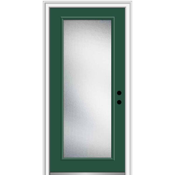 MMI Door 32 in. x 80 in. Micro Granite Left-Hand Inswing Full Lite Decorative Painted Fiberglass Smooth Prehung Front Door