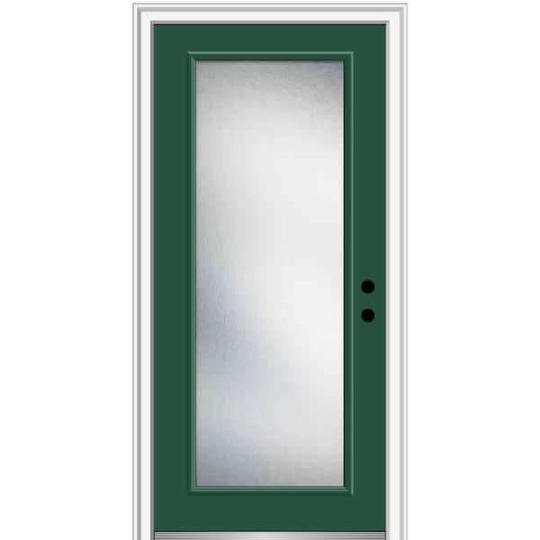 MMI DOOR 32 in. x 80 in. Micro Granite Left-Hand Inswing Full Lite Decorative Painted Fiberglass Smooth Prehung Front Door
