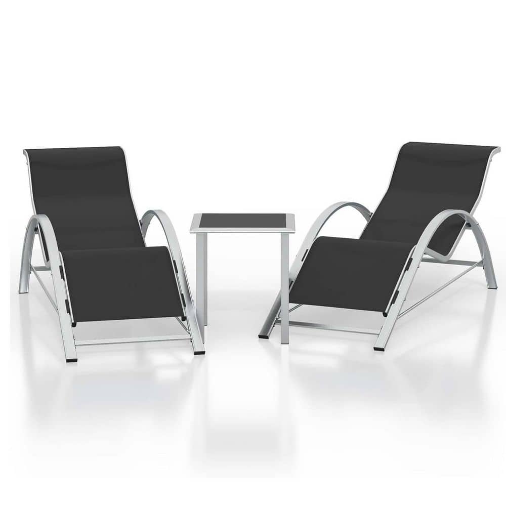 3-Piece Outdoor Lounge Set, Outdoor Pool Lounge Chair, with Two Recliners a