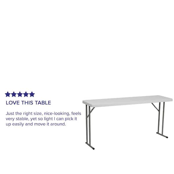 Flash Furniture 2.5-ft x 6-ft Indoor Rectangle Plastic White Folding  Banquet Table (8-Person)