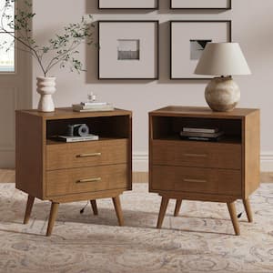 Alex Walnut 22 in. W 2 Drawer Nightstand Set of 2