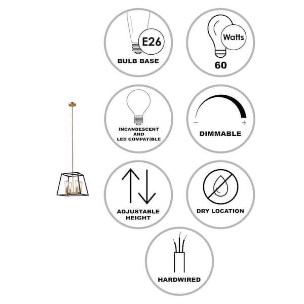 Adams 4-Light Oil Rubbed Bronze Pendant Light Fixture with Caged Metal Shade