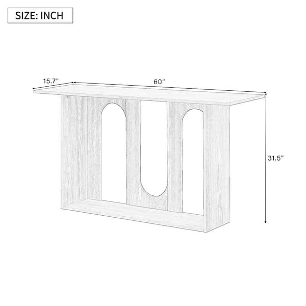 60 in. Black Rectangle Wood Console Table Entryway Table