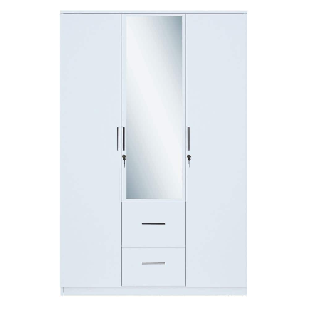 Homy Casa Bergwin White 18.5 inch Wood Armoire with Drawers