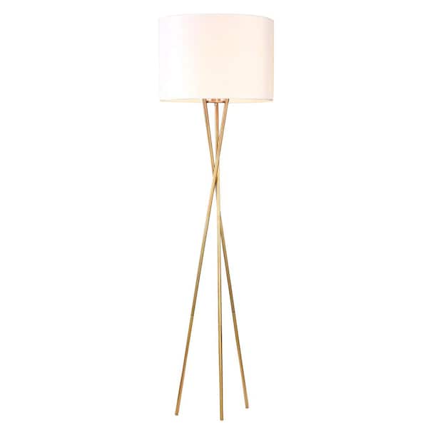 Yaram 62 in. 1-Light Indoor Polished Brass Floor Lamp