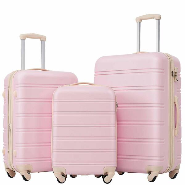 Polibi 3-Piece Light Pink Hardside Spinner Luggage Set with TSA