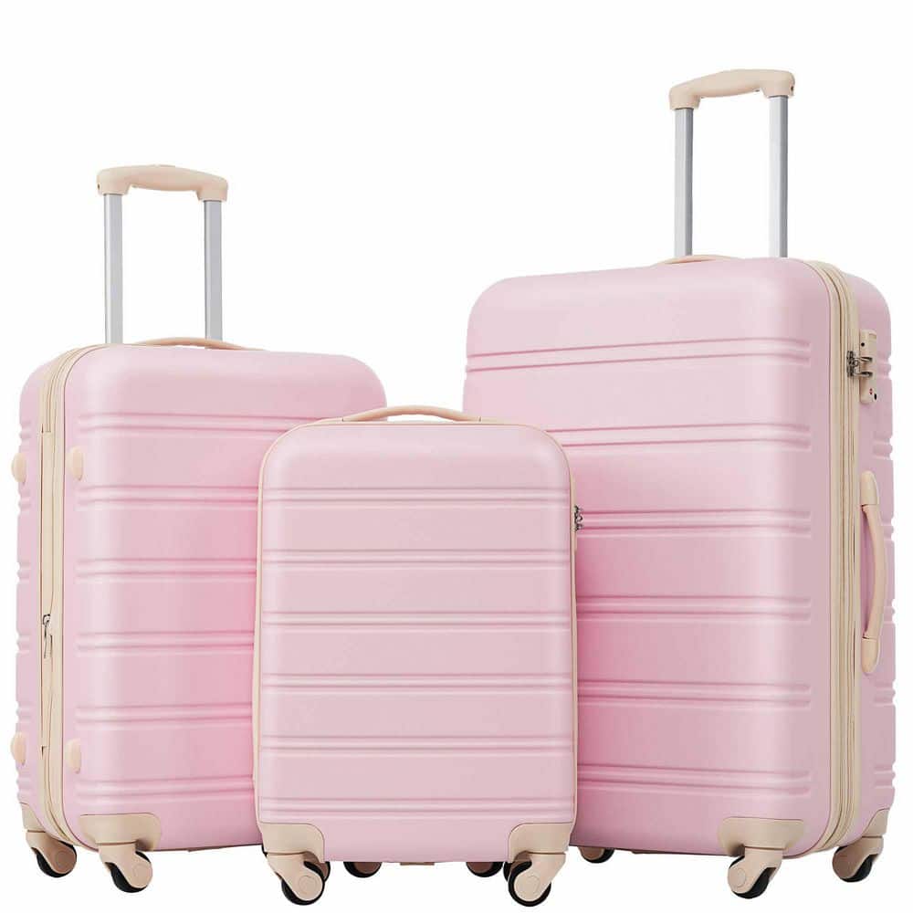 Polibi 3-Piece Light Pink Hardside Spinner Luggage Set with TSA