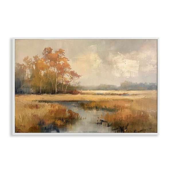 Autumn Stream Landscape by LSR Design Studio White Framed Nature Giclee Art Print 20 in. x 30 in.