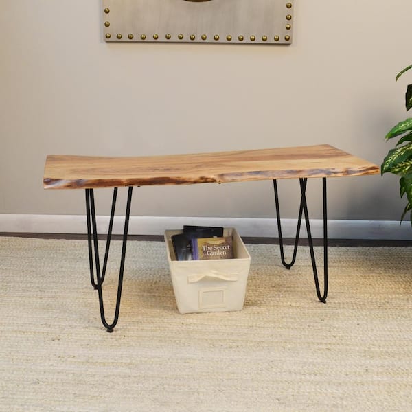 Black KennynElvis 40" Rectangle coffee table with under storge shelf 