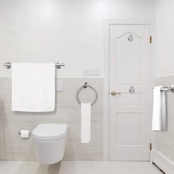 6-Piece Wall Mount Stainless Steel Bathroom Towel Rack Set in Brushed Nickel