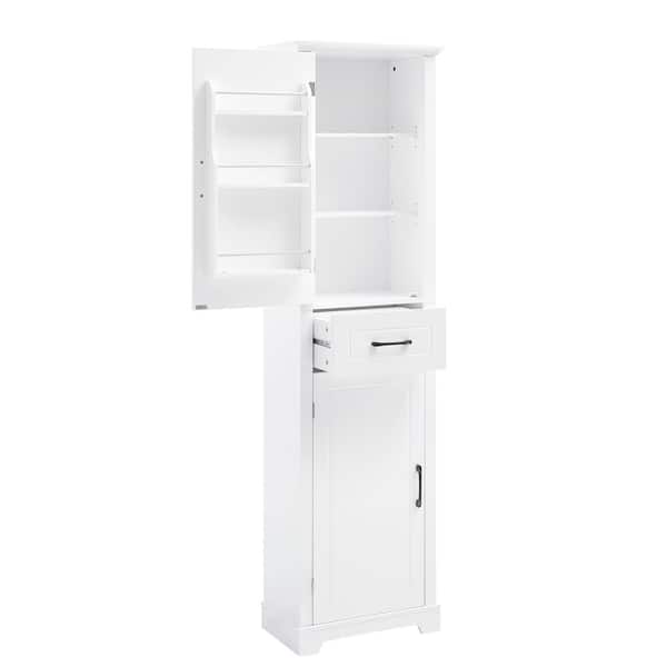 20 in. W x 11.8 in. D x 72.5 in. H White Linen Cabinet with Adjustable Shelves