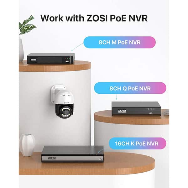 ZOSI Wired 5MP HD POE Outdoor Home Security Camera with 355° Pan