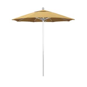 7.5 ft. Silver Aluminum Commercial Market Patio Umbrella with Fiberglass Ribs and Push Lift in Wheat Sunbrella