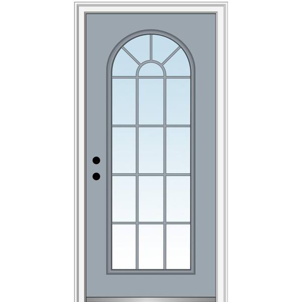MMI Door 32 in. x 80 in. Right-Hand Inswing Full Lite Round Top Clear Classic Painted Steel Prehung Front Door
