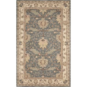 India House Oasis Blue 3 ft. x 4 ft. Floral Traditional Kitchen Area Rug