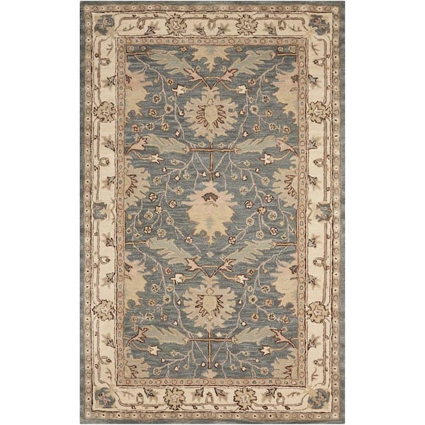 Nourison India House Oasis Blue 3 ft. x 4 ft. Floral Traditional Kitchen Area Rug