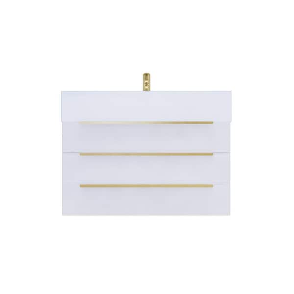 Bethany 30 in. W x 20 in. D x 22 in. H Single Sink Floating Bath Vanity in High Gloss White with White Acrylic Top