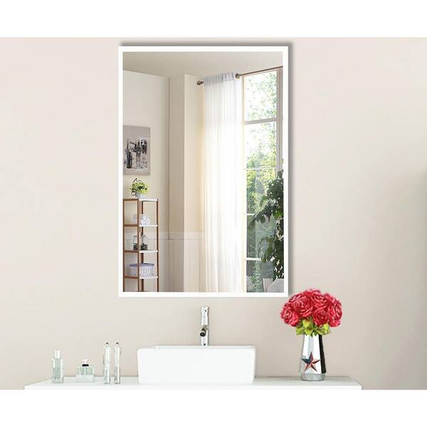 Unbranded 21 in. W x 27 in. H Framed Rectangular Bathroom Vanity Mirror in White