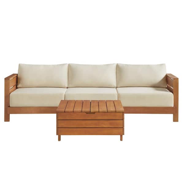 Barton Weather-Resistant Patio Furniture Set with 3-Seat Outdoor Couch and Lift Top Coffee Table, Set of 2