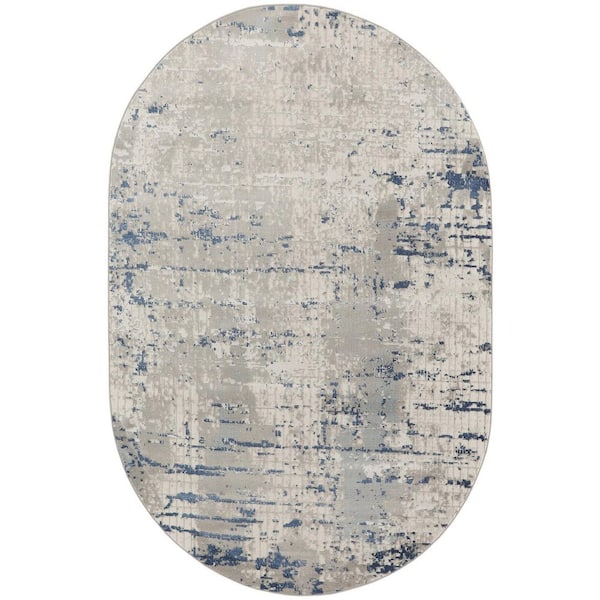 6 ft. x 9 ft. Gray and Ivory Abstract Power Loom Area Rug