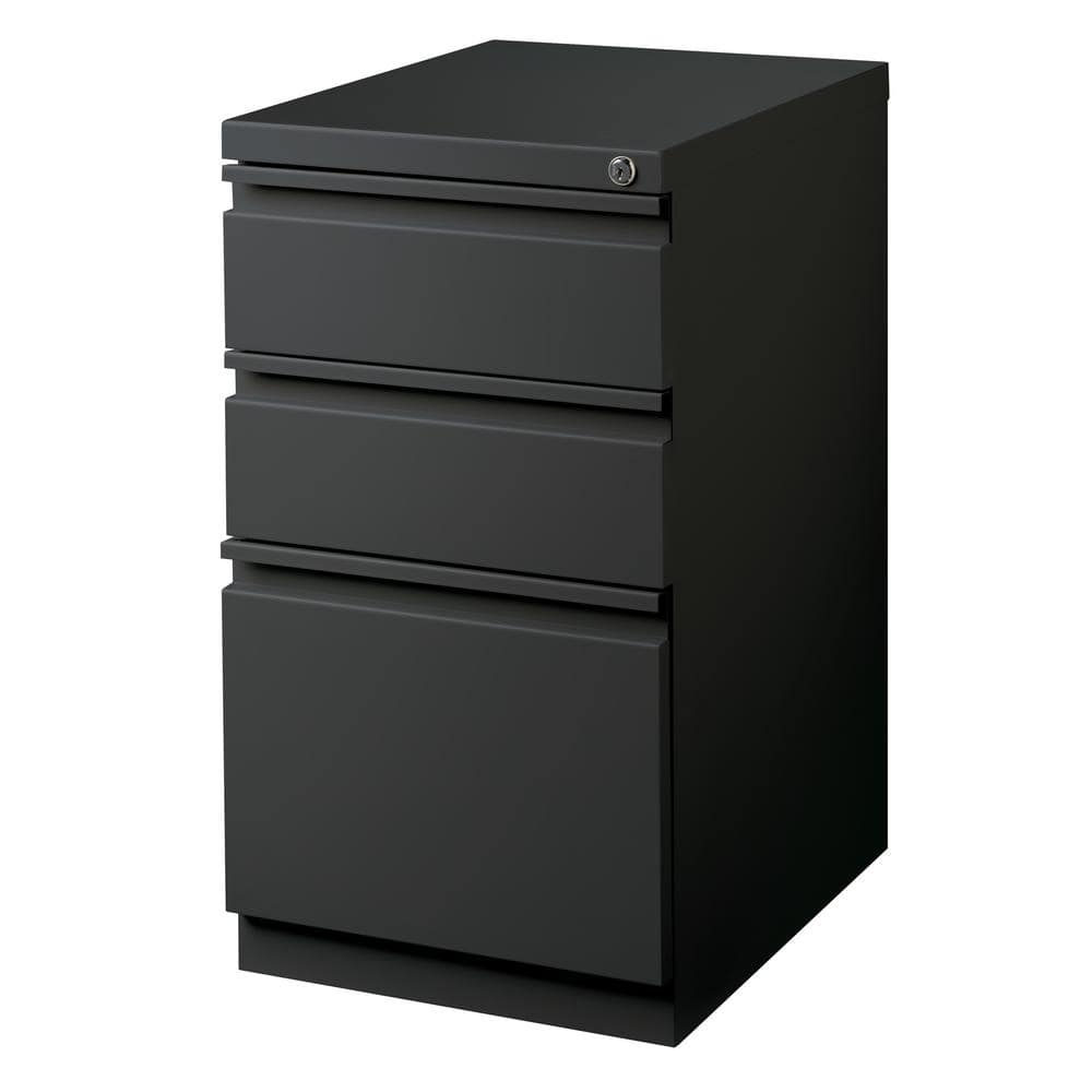 Charcoal Steel 3-Drawer Lockable Mobile Pedestal Filing Cabinet