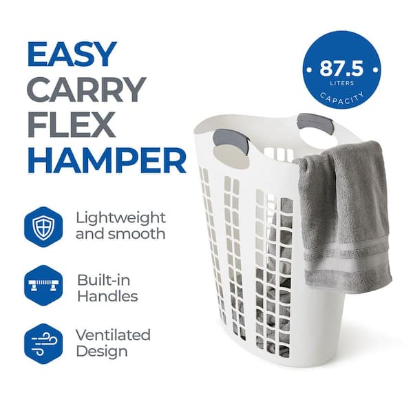 Easy Carry Flex 87 l White Plastic Dirty Clothes Laundry Hamper