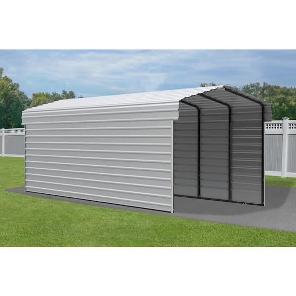Arrow 10 ft. W x 29 ft. D x 9 ft. H Eggshell Galvanized Steel Carport with 2-Side Wall Kits
