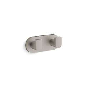 Composed Knob Double Robe Hook in Vibrant Brushed Nickel