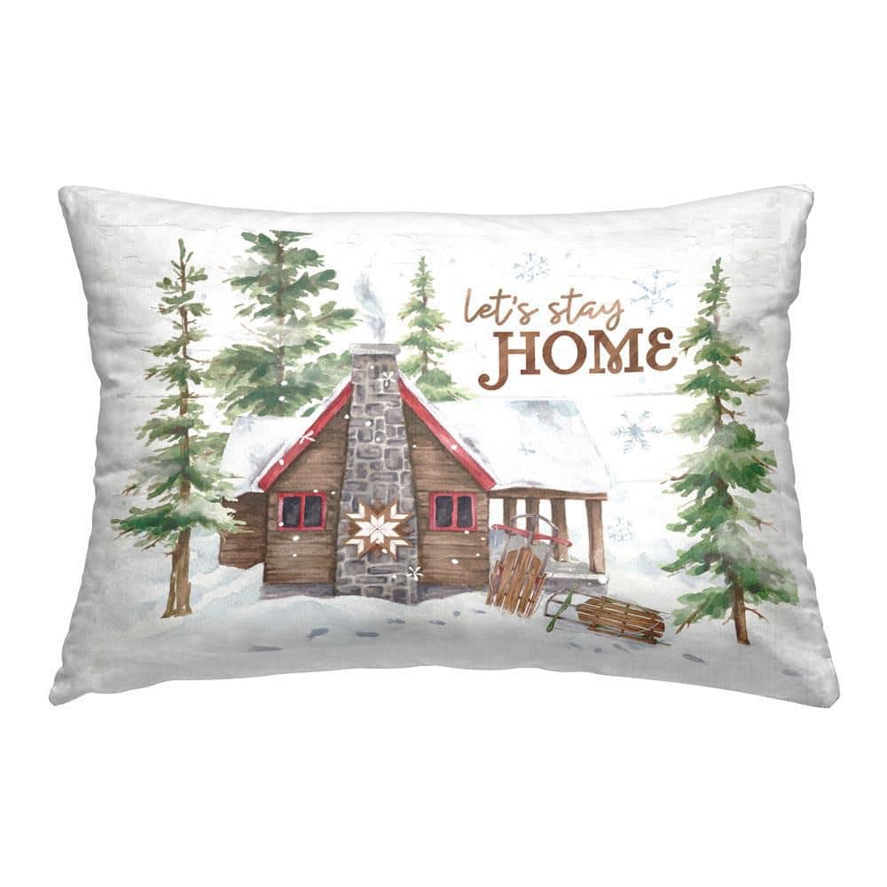 Stay Home Lodge Off-White Print Polyester 14 in. x 20 in. Throw Pillow price history on PriceWatchPro