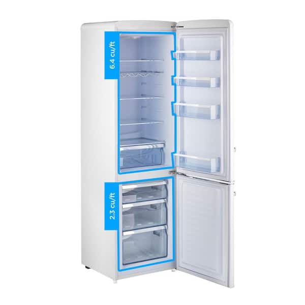 Unique Appliances - Classic Retro 22 in. 8.7 cu. ft. Counter Depth Bottom Freezer Refrigerator in Marshmallow White