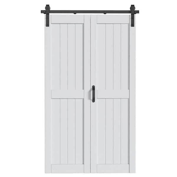 48 in. x 84 in. Solid Core White Finished MDF Wood Bi-fold Door with Hardware Kit