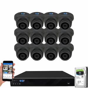 16-Channel 8MP 4TB NVR Security Camera System 12 Wired Turret Cameras 2.8mm Fixed Lens Human/Vehicle Detection Mic
