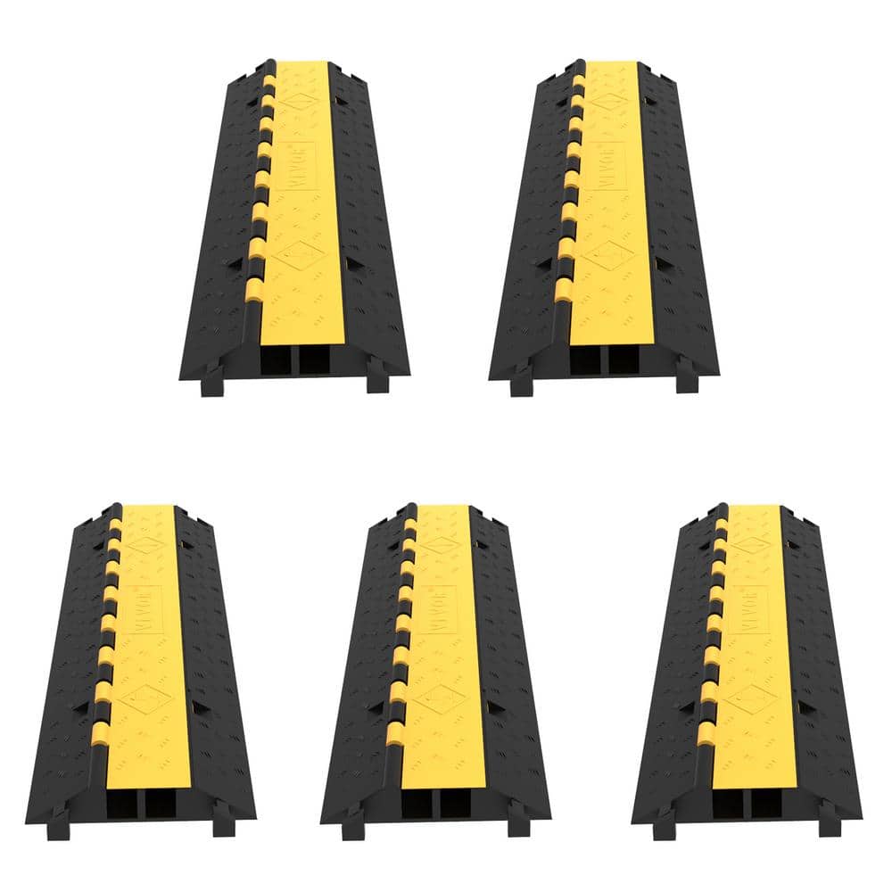 VEVOR Rubber Speed Bump, 1 Pack 2 Channel Speed Bump Hump, 72.8 Long Modular Speed Bump Rated 22000 LBS Load Capacity, 72.8 x 12.2 x 2.2 Garage