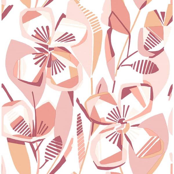 A-Street Prints Pink Nathalie Abstract Blooms Wallpaper Sample