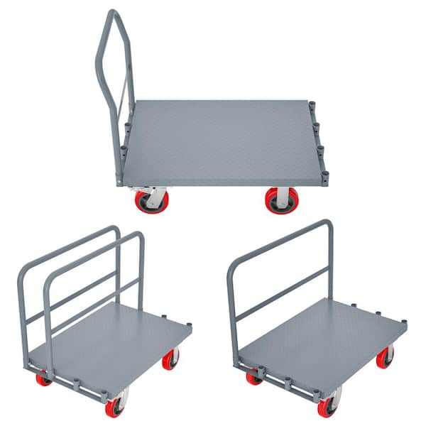 35 in. x 23 in. Heavy Duty Drywall Cart Lumber Cart Platform Truck Flat Cart, load 2000 lbs. 6 in. Swivel Brake Casters