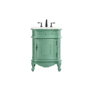 Simply Living 24 in. W x 21.75 in. D x 34 in. H Bath Vanity in Vintage Mint with Ivory White Engineered Marble