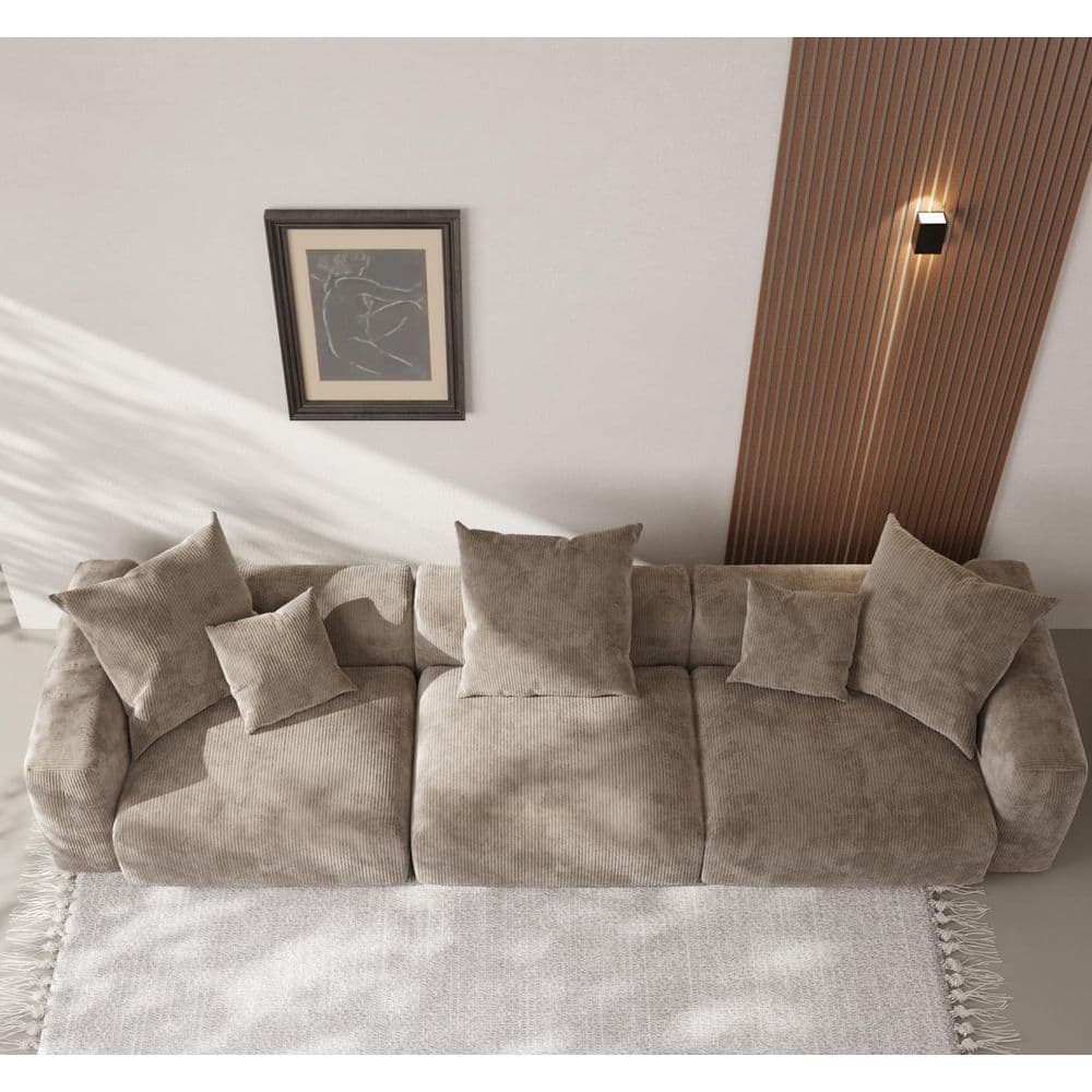 3-Piece Brown 141 in. Corduroy Velvet Sofa with Removable Covers Living Room Set price history on PriceWatchPro