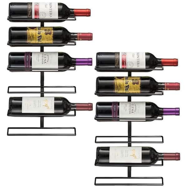 12 Bottle Black 10 in. Metal Wine Rack, Wall-Mounted Wine Display Rack for Wine Bottles, Champagne, Liquor, and More