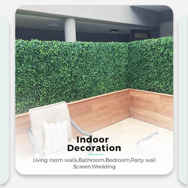 SQL 12- Pcs 20 in. x 20 in. x 1.8 in. Artificial Boxwood Hedge Panels, Fake Grass Greenery Wall for Outdoor and Indoor Use