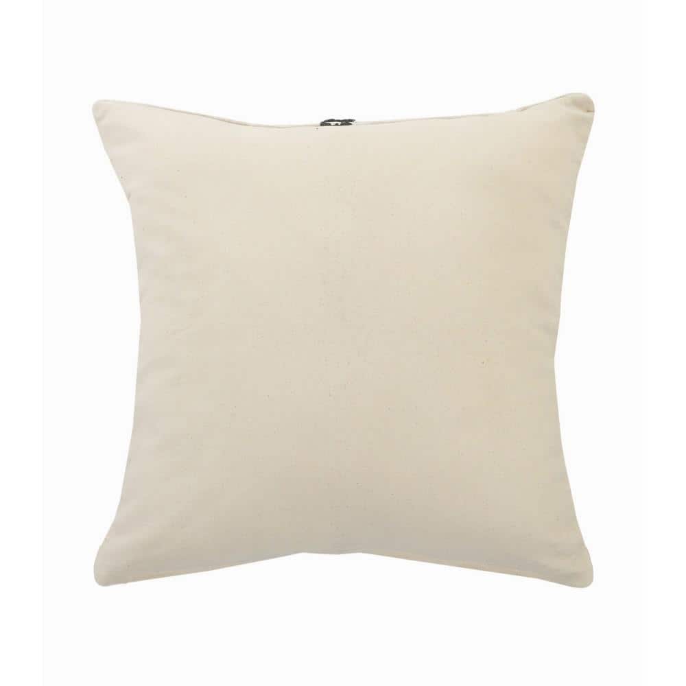 20" Black and Cream Cotton Tufted Throw Pillow