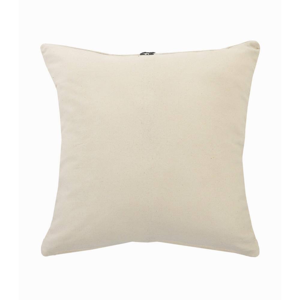 20" Black and Cream Cotton Tufted Throw Pillow