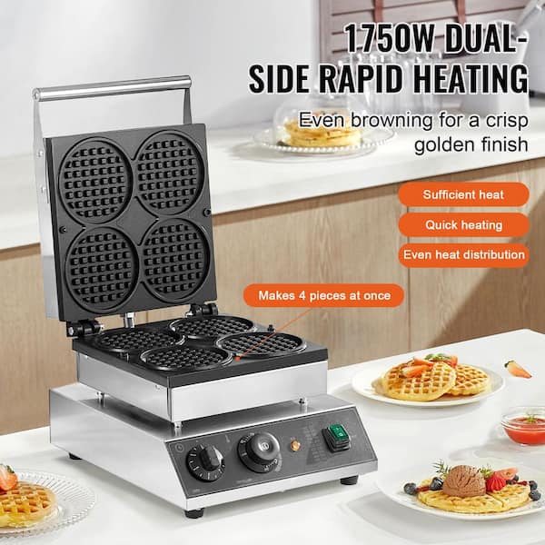 SKYSHALO 1750W Single Waffle Silver Waffle Cone commercial