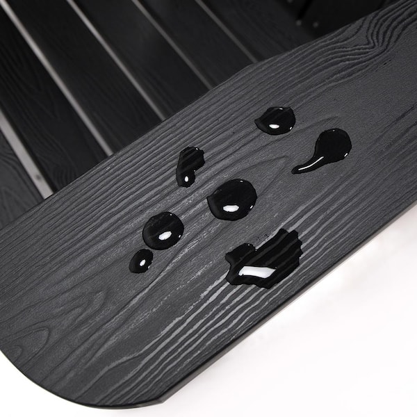 Black Folding Adirondack Chair Weather Resistant Plastic Fire Pit Chairs (Set of 4)