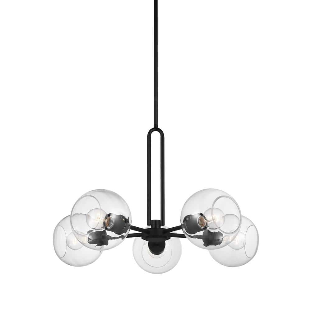 Midnight Black Sputnik Chandelier with Clear Glass Shades