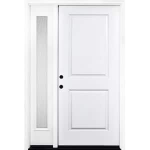 49 in. x 80 in. Element Series 2-Panel RHIS White Primed Steel Prehung Front Door with Single 10 in. Rain Glass Sidelite