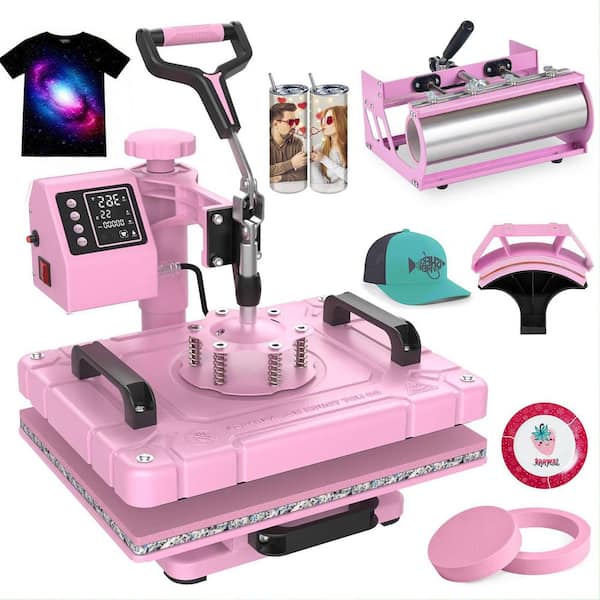 5-in-1 12x15 Heat Press Machine with 30oz. Tumbler Press, Swing Away, LCD Control, Adjustable Pressure